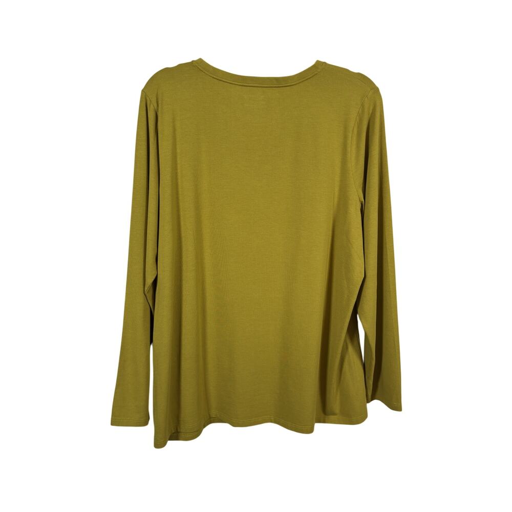 Chico's Touch of Cool Long Sleeve Tee Shirt Womens 3 XL Olive Green Pima Modal - Picture 2 of 5